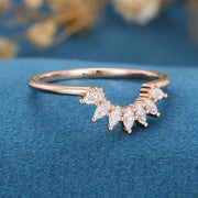 Marquise Shaped Moissanite Curved Wedding Band Mapple Gems